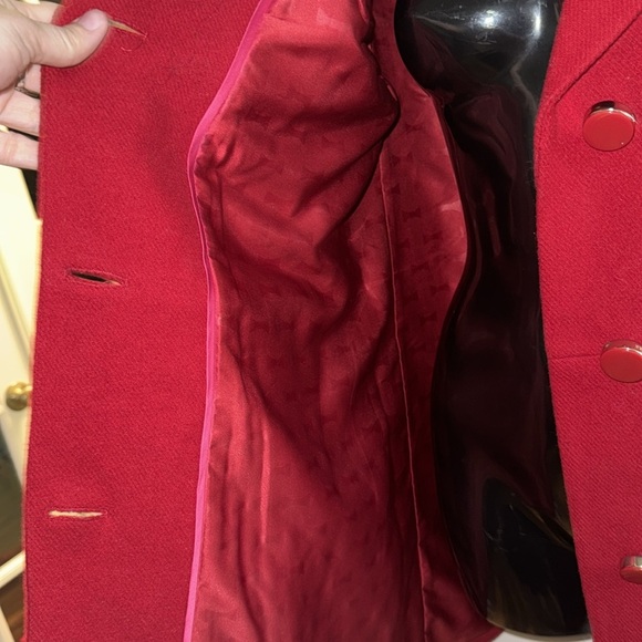 Kate Spade New York True Red Faux-Fur Trim Walker Coat Wool Blend Size Medium - Picture 9 of 15